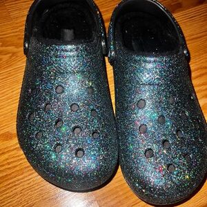 Black Glitter Slippers